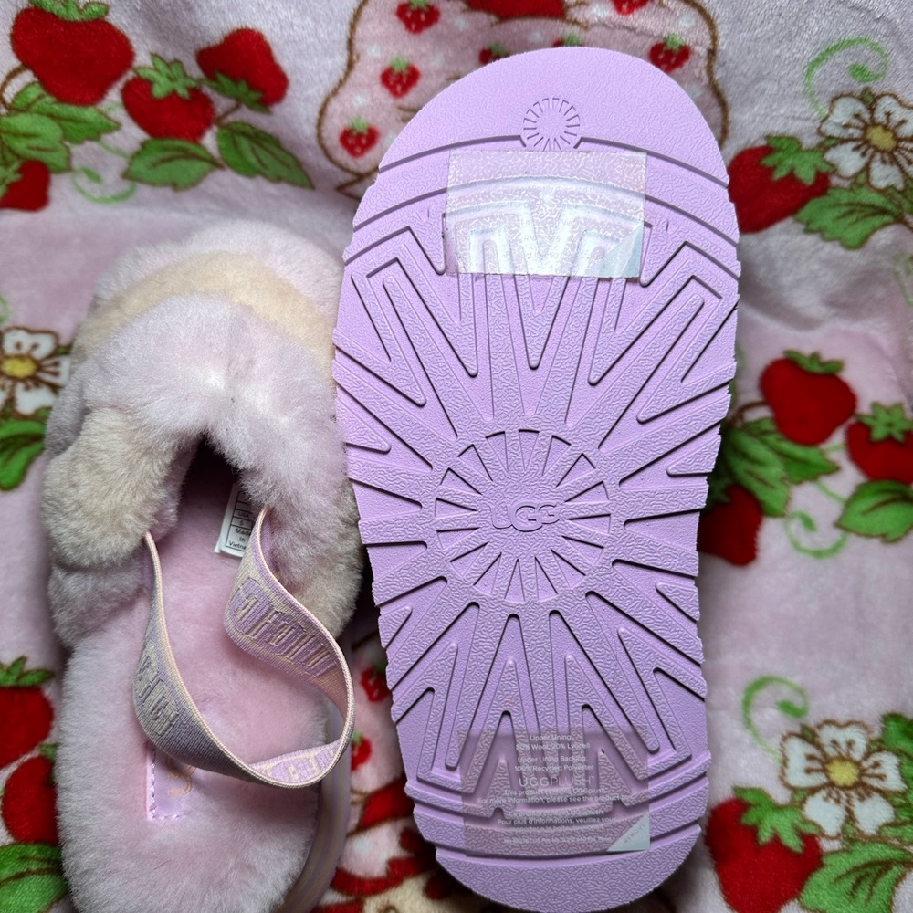 UGG Platform Disco Stripe Fluffy Sandals - Picture 5 of 6